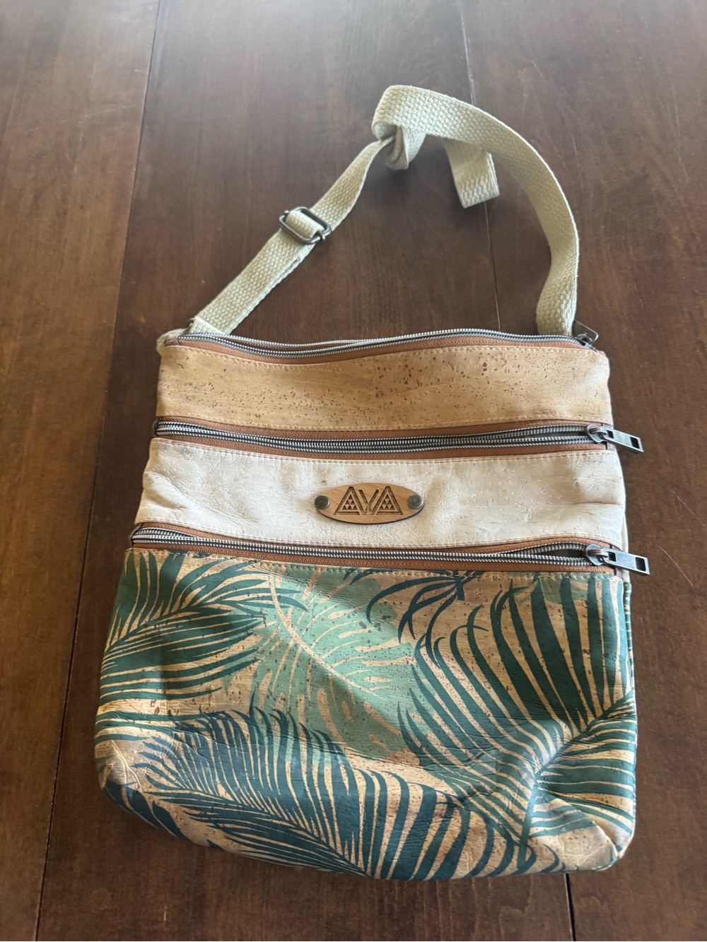 Sew da Kine Teal Palm-Print Crossbody Bag